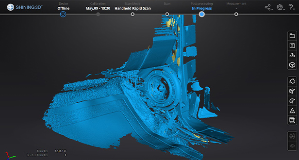 Scanning data of the footwell with the new speaker