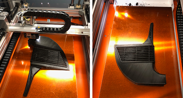 Before and after print: custom kick panels for the Lincoln Continental