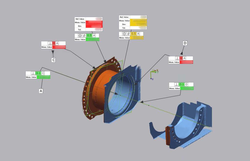 Inspection results of a truck component in software.