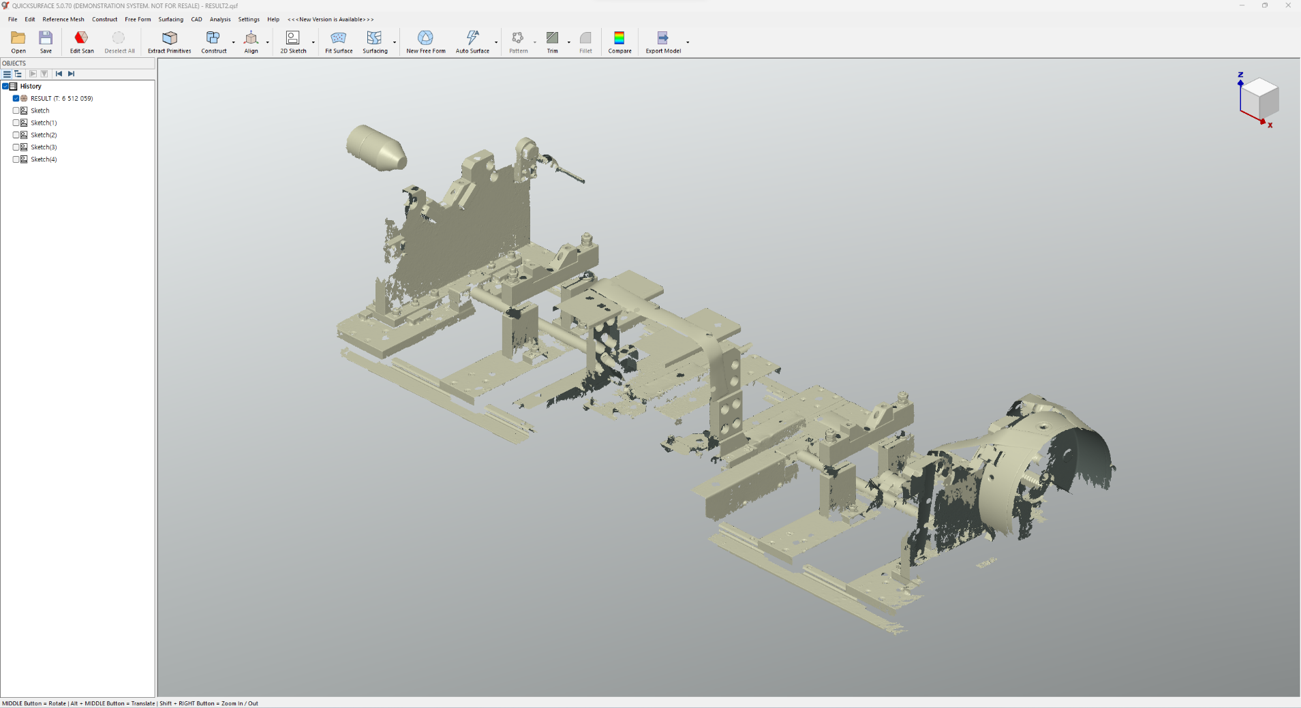 Scanned data in QUICKSURFACE